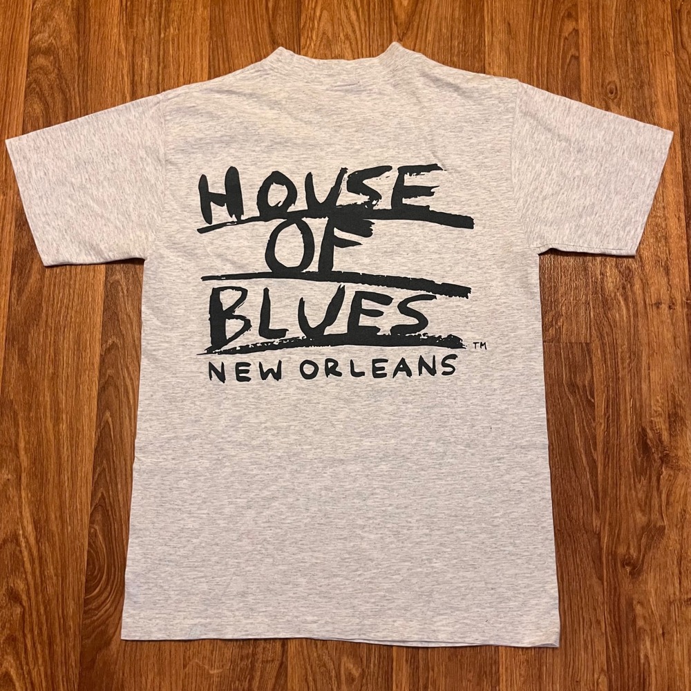 Vintage House of Blues Shirt Mens Medium Grey New Orleans Graphic Souvenir Tee